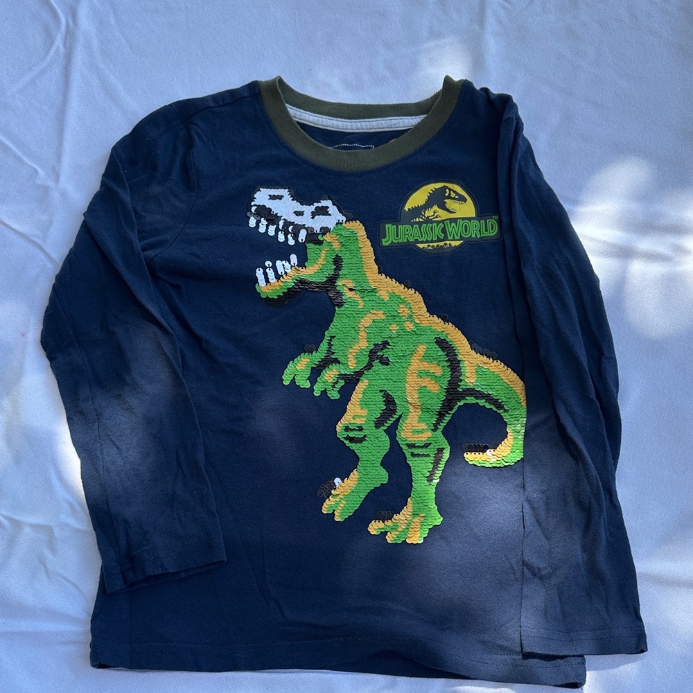Sonoma Jurassic World Navy and Green Dinosaur Long Sleeve Tee